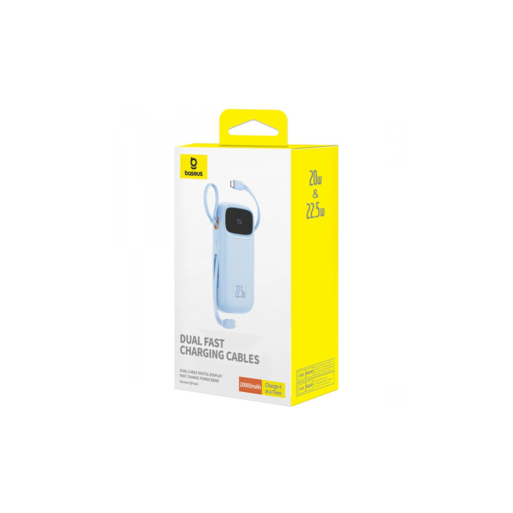 Батарея універсальна Baseus Qpow2 20000mAh 22.5W PD, QC/3.0 Blue (P10055002313-00) - picture 6
