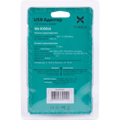 Мережева карта Wi-Fi Vinga WA-N300UA - зображення 3