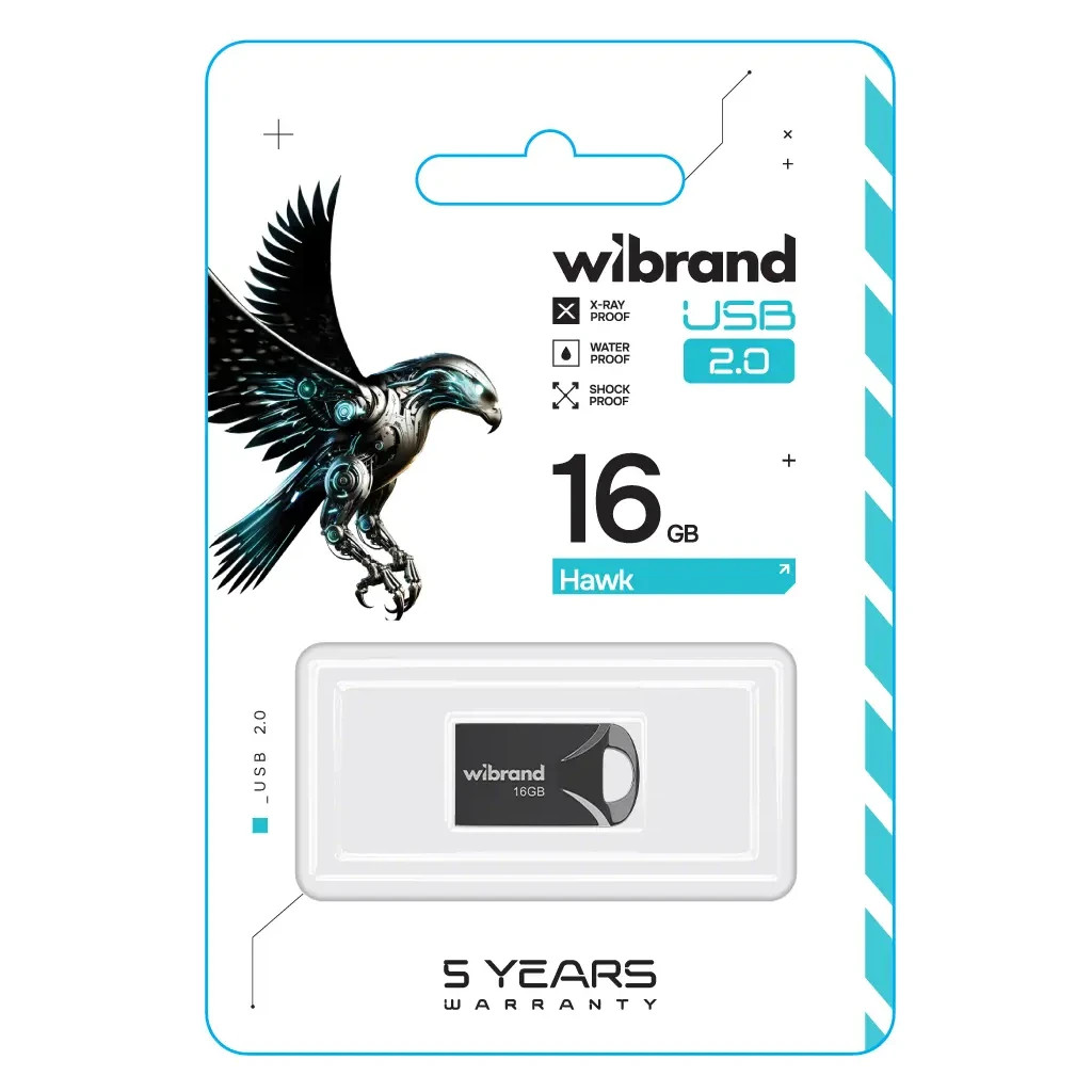 USB флеш накопичувач Wibrand 16GB Hawk Black USB 2.0 (WI2.0/HA16M1B) - зображення 2