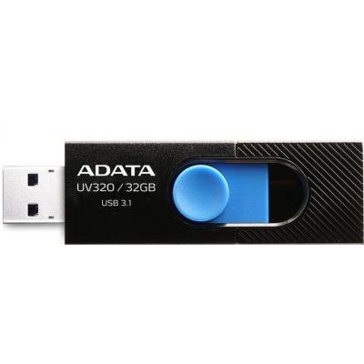 USB флеш накопичувач ADATA 32GB UV320 Black/Blue USB 3.1 (AUV320-32G-RBKBL) - зображення 2