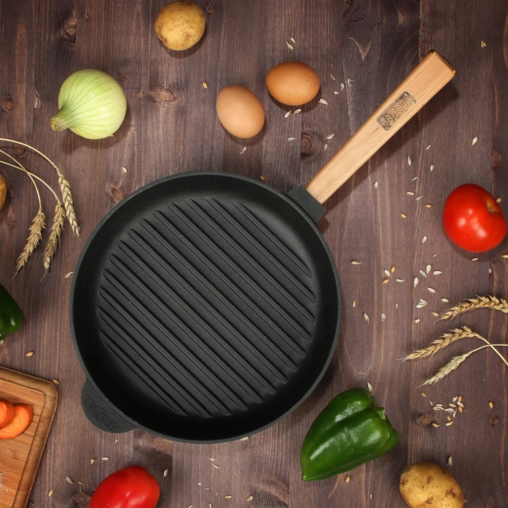 Сковорода Brizoll Optima чавунна Гриль з ручкою 260х40 мм (O2640G-P) - зображення 5