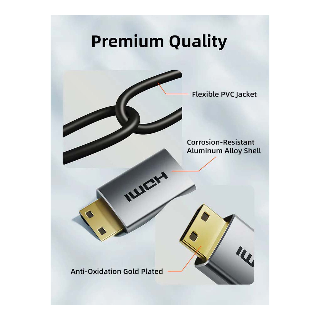 Кабель мультимедійний HDMI mini M to HDMI M 0.5m 8K60Hz Cabletime (CA915859) - picture 7