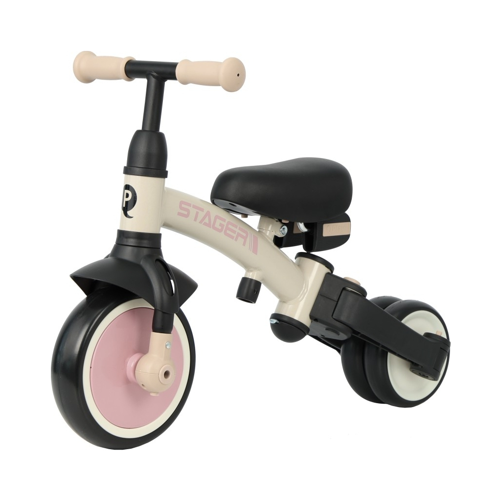 Дитячий велосипед QPlay Stager 3 в 1 з ручкою, біговел, Beige-Pink (T80STAGERBeigePink) - зображення 3