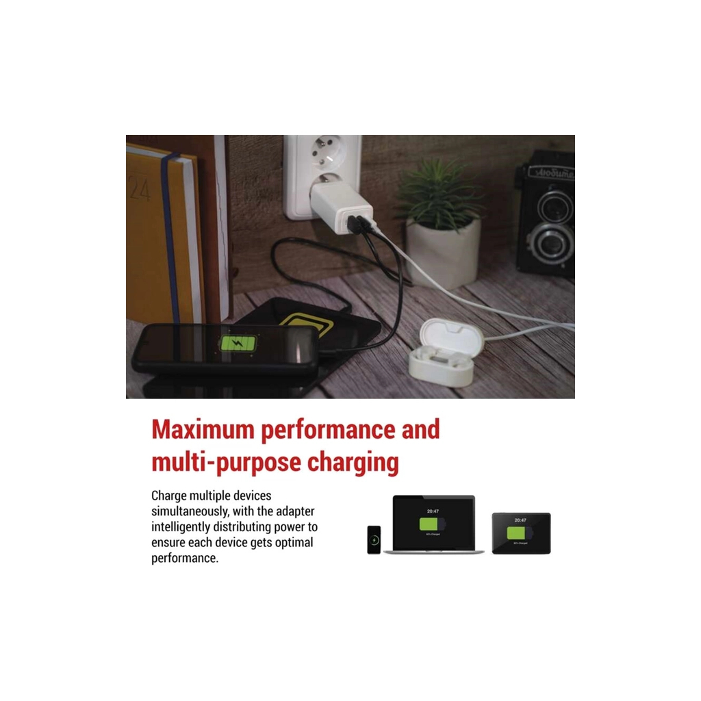 Зарядний пристрій EMOS V05G65 1xUSB-A + 2xUSB-C PD65W GaN (V05G65) - зображення 4