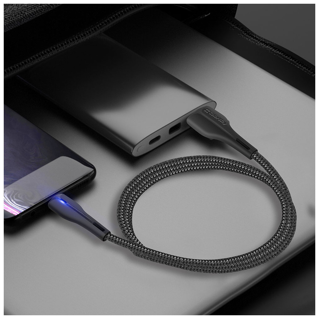 Дата кабель USB 2.0 AM to Micro 5P 1.0m led black ColorWay (CW-CBUM034-BK) - зображення 6
