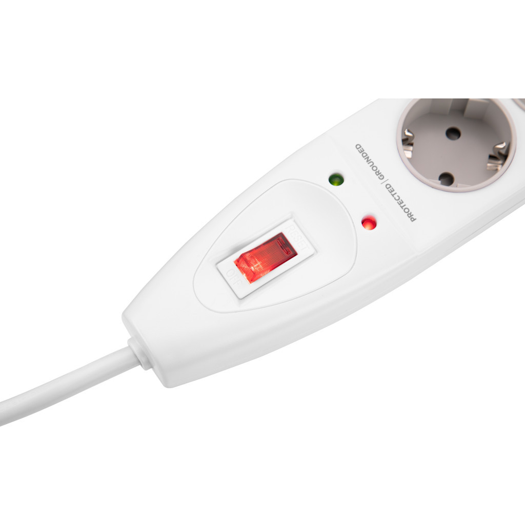 Мережевий фільтр живлення 2E 5XSchuko, 3G*1.5мм, 2м, white (2E-SP515M2WH) - изображение 4