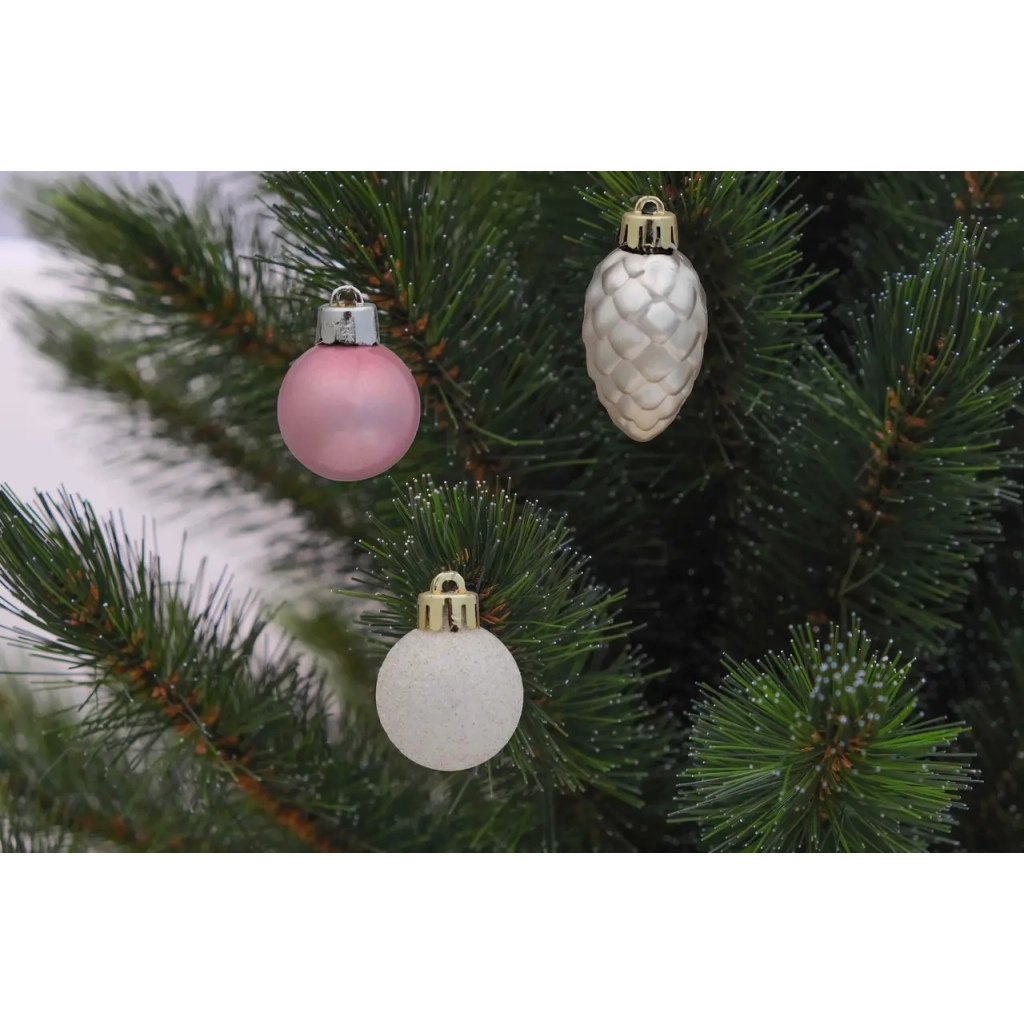 Ялинкова іграшка Chomik пластикові кульки матові 16 шт, 3 см, салатовий, рожевий, блакитний (5900779832923) - зображення 4