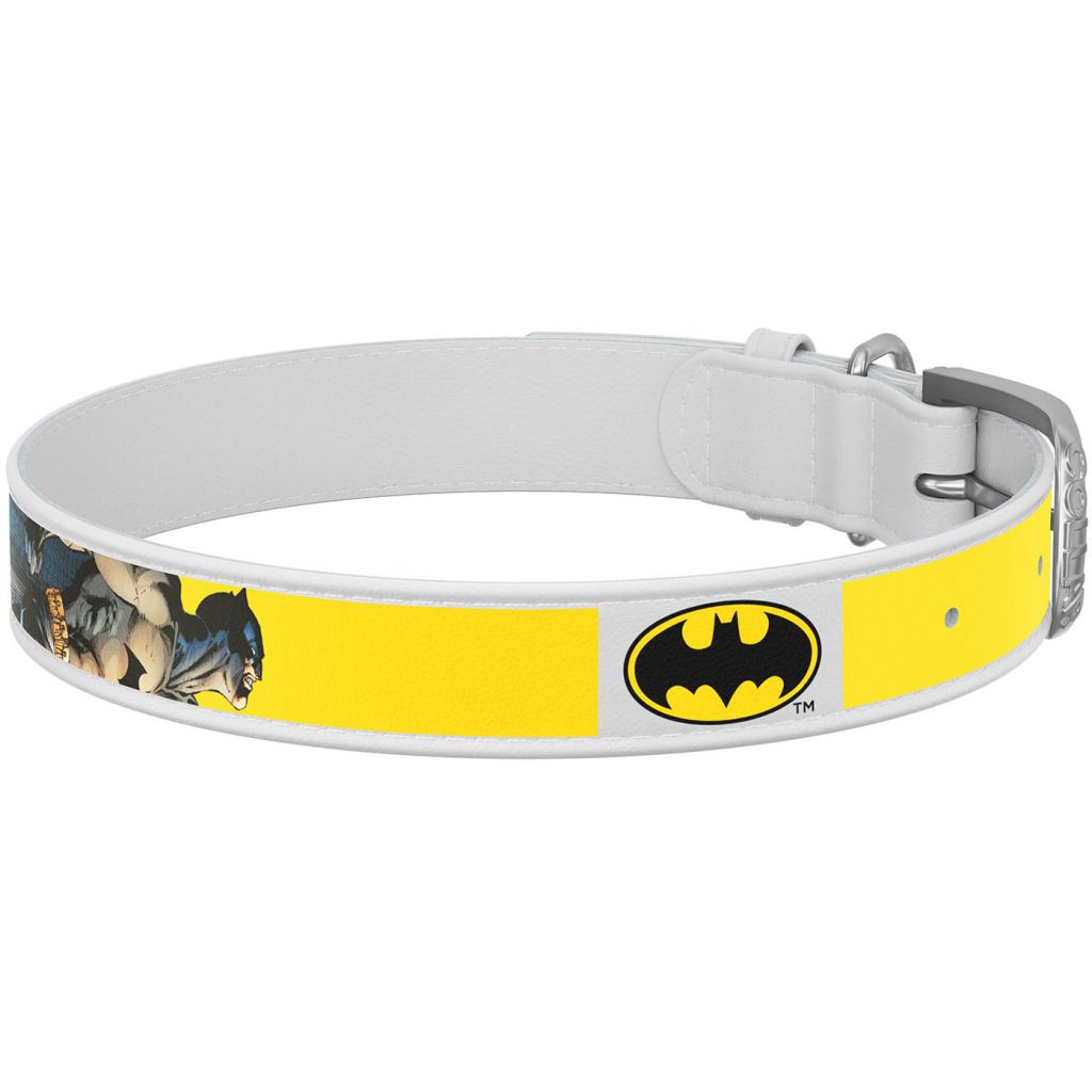 Нашийник для тварин WAUDOG Design з QR паспортом "Бетмен 2" L Ш 25 мм Д 38-49 см(білий) (0025-1004-15) - зображення 2