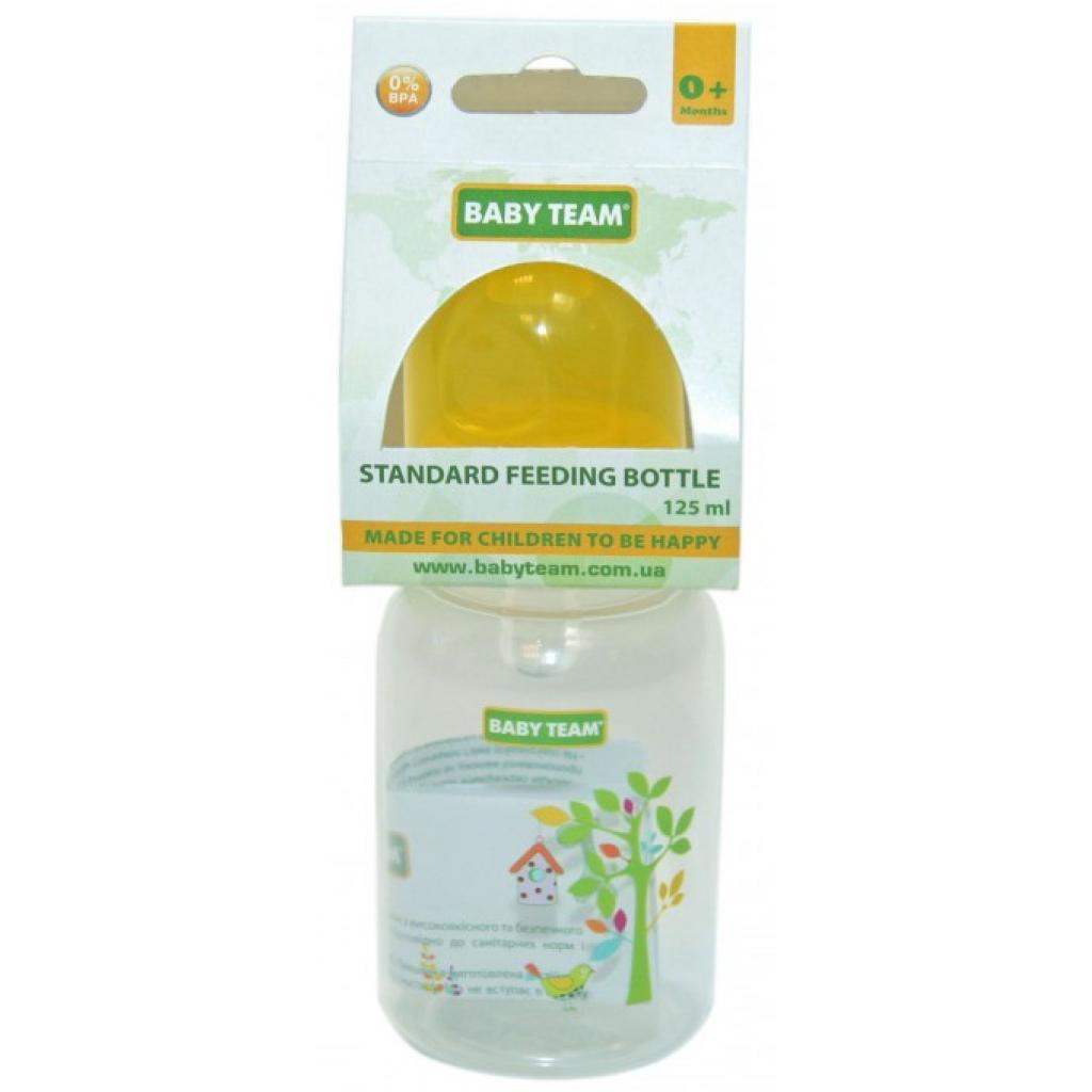 Пляшечка для годування Baby Team з силікон.соскою 125 мл 0+ жовта (1400_желтый) - зображення 1