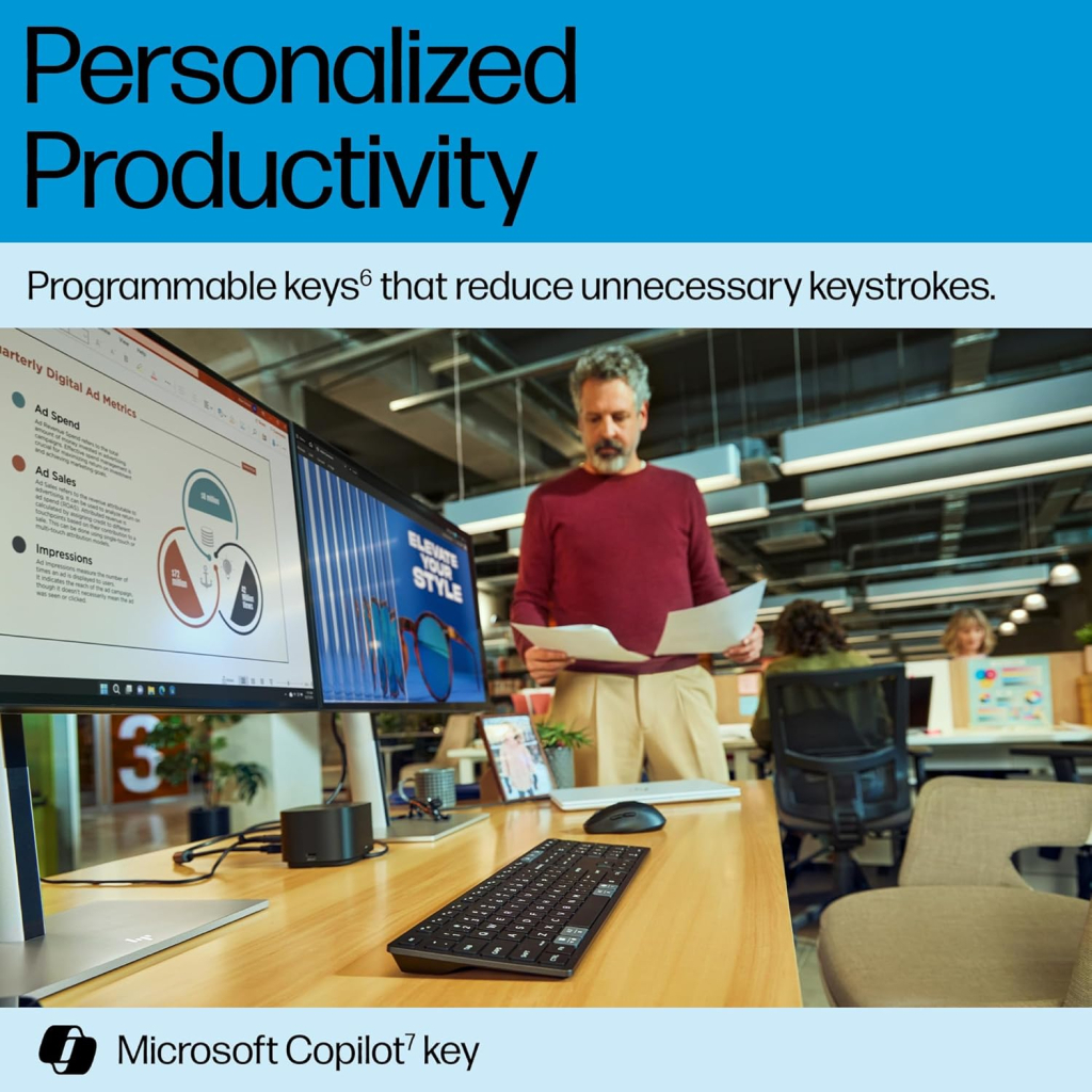 Клавіатура HP 720 Multi-Device Rechargeable Wireless/Bluetooth UA Black (9T5B1AA) - зображення 4