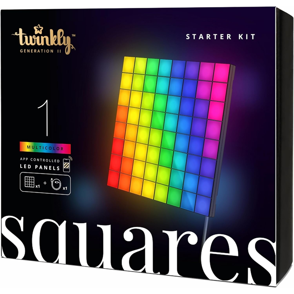 Гірлянда Twinkly Smart LED Squares 1 Starter Panel, RGB LED, USB-C, Black 16х16см (TWQ064STW-01-BUSB) - зображення 2