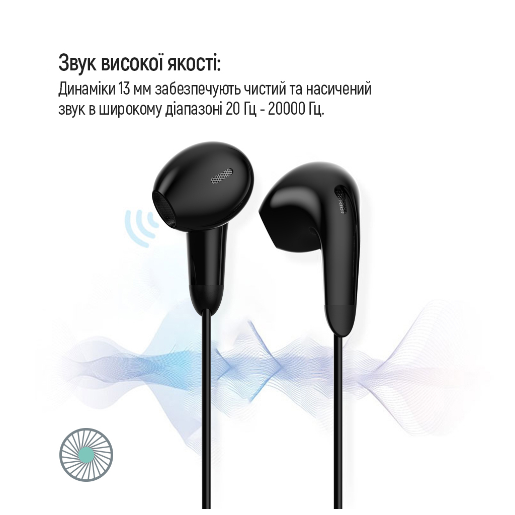 Навушники ColorWay 3.5 mm Wired Earphone Sound Wave Black (CW-WD04BK) - зображення 6