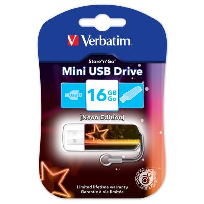 USB флеш накопичувач Verbatim 16GB STORE'NGO MINI NEON ORANGE USB 2.0 (49394) - зображення 2