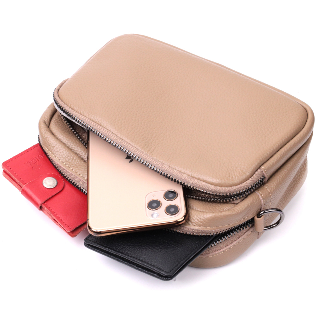 Сумка Vintage Жіноча крос-боді з натуральної шкіри Бежева (22293) - зображення 6