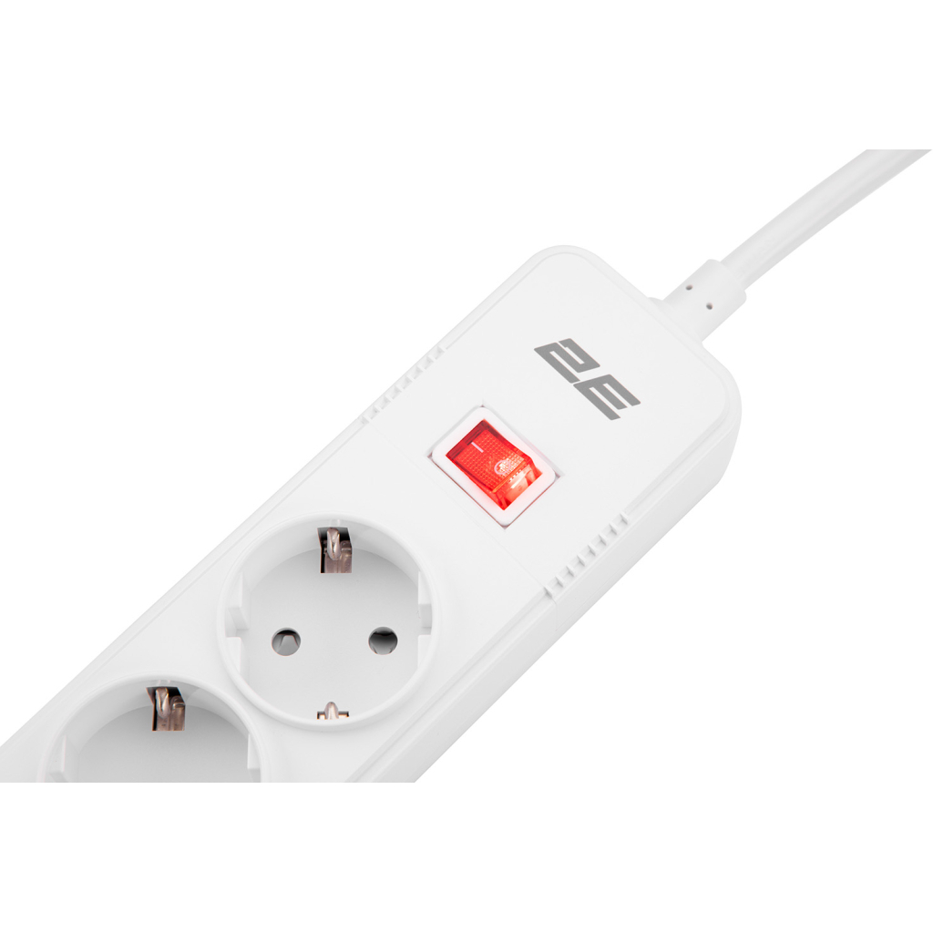 Мережевий фільтр живлення 2E 5XSchuko, 3G*1.5мм, 3*USB-A, 2м, white (2E-SP515M2USBWH) - зображення 4