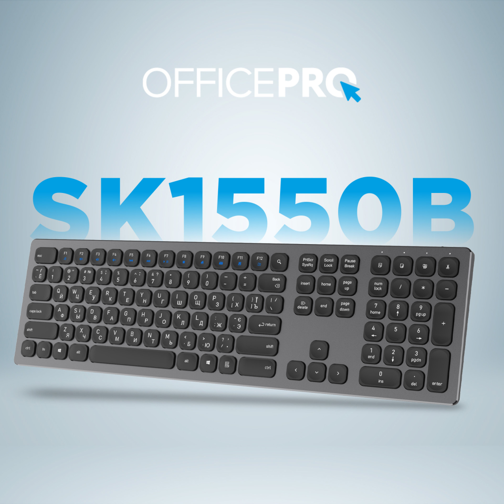 Клавіатура OfficePro SK1550 Wireless Black (SK1550B) - зображення 4