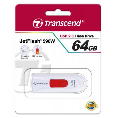 USB флеш накопичувач Transcend 64Gb JetFlash 590 White USB 2.0 (TS64GJF590W) - зображення 5