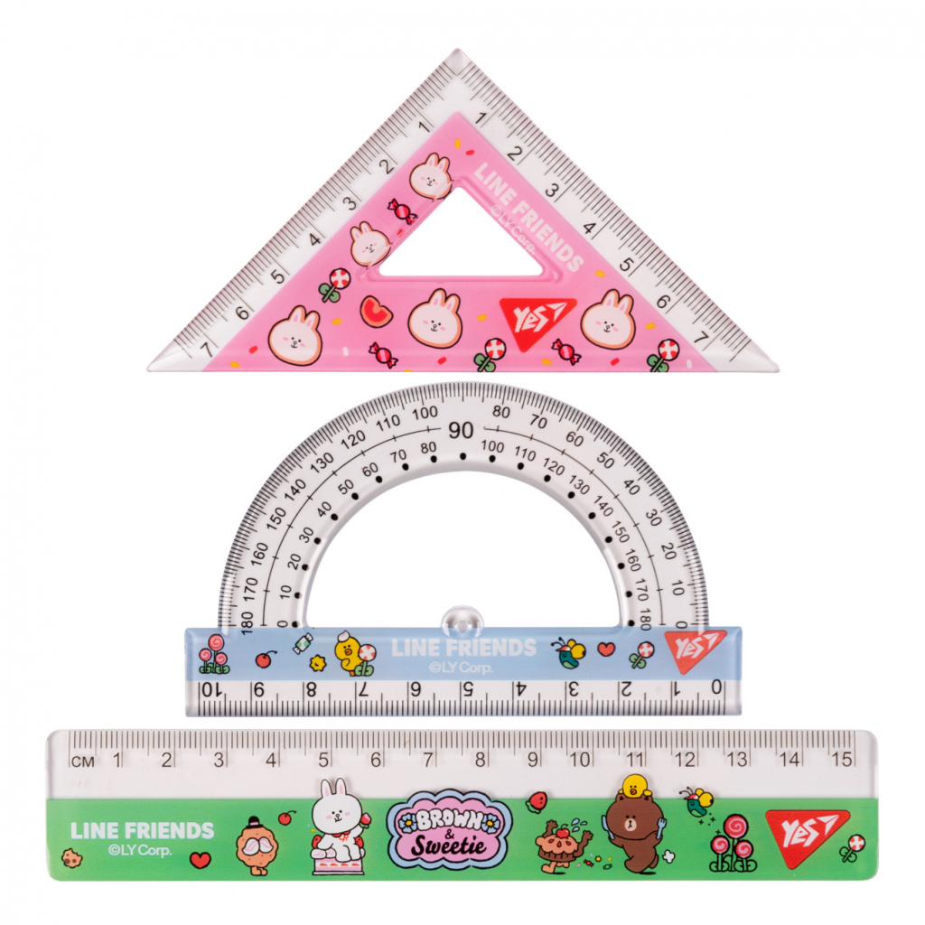 Лінійка Yes набір Line friends, лінійка 15 см (3 предмети) (370676) - изображение 2