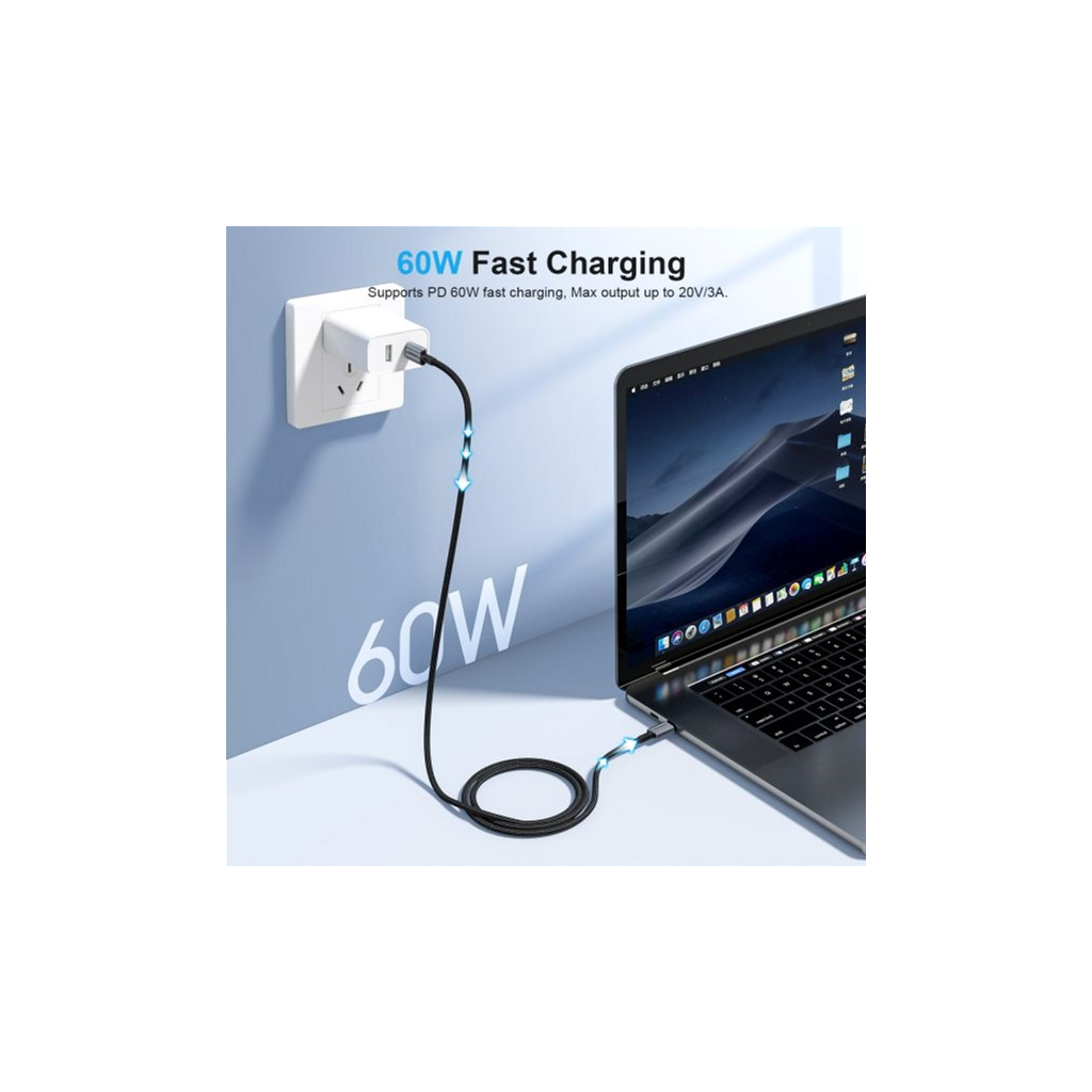 Дата кабель USB-C to USB-C 1.2m USB 2.0 60W Choetech (XCC-1014-BK) - зображення 3