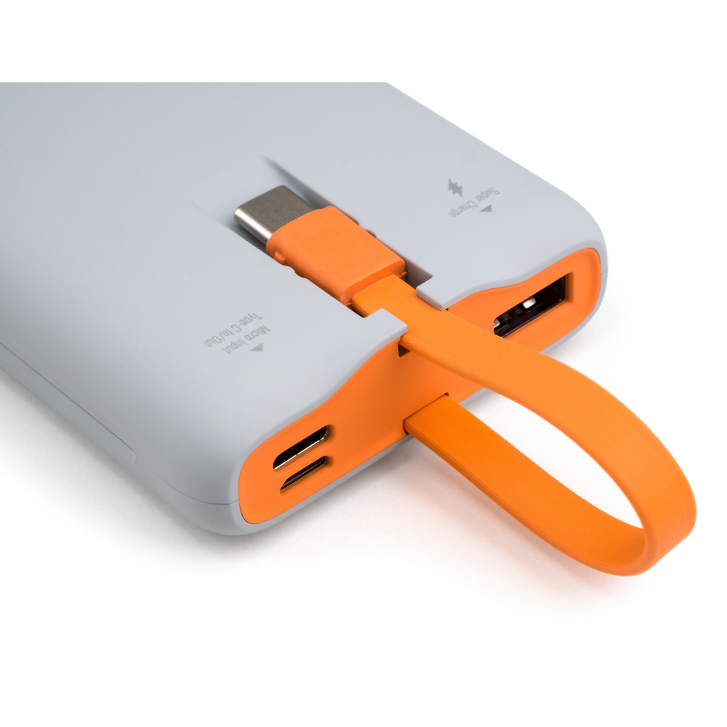 Батарея універсальна Vinga 10000 mAh SuperQC soft touch w/cable 22.5W dark grey (VPB1SQSCDG) - зображення 5