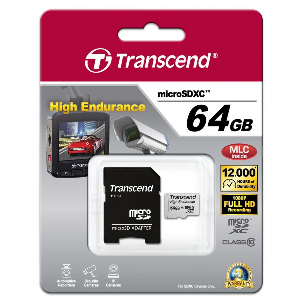 Карта пам'яті Transcend 64GB microSDXC Class 10 High Endurance + ad (TS64GUSDXC10V) - зображення 2