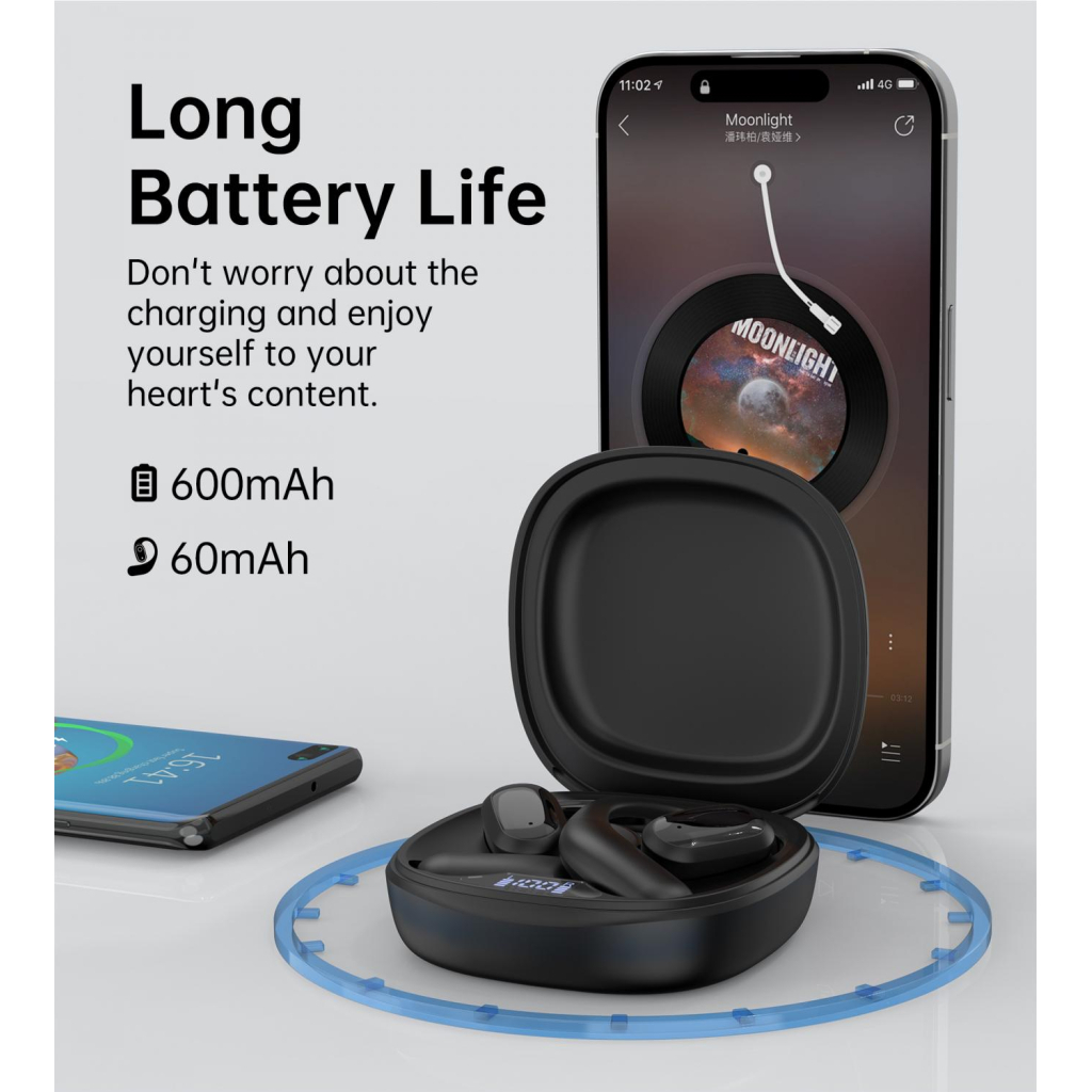 Навушники Choetech Open-ear з LED дисплеєм Black (BH-T25-BK) - зображення 3