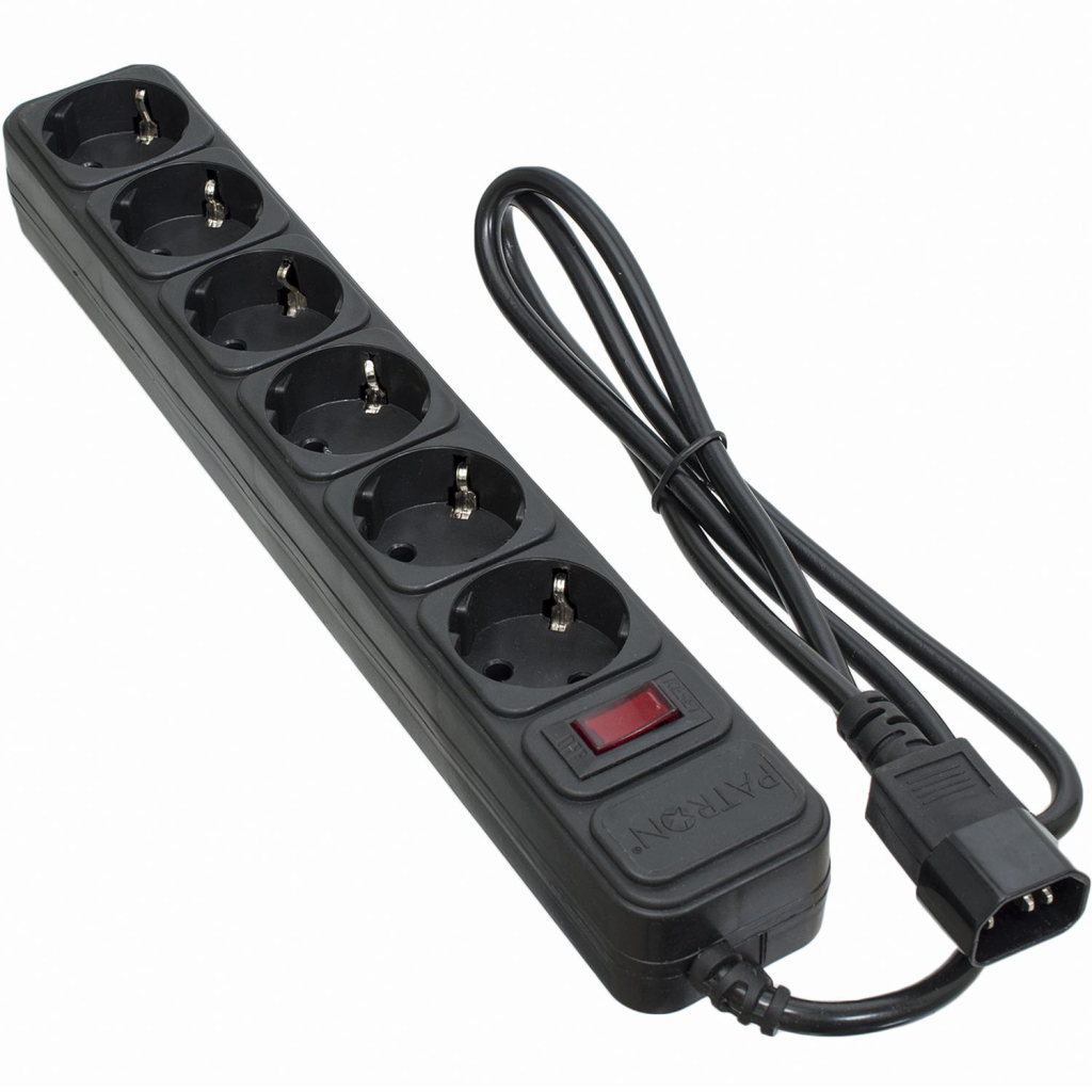 Мережевий фільтр живлення Patron 1 m3*1mm2 (SP-1063U) 6 розеток BLACK (EXT-PN-SP-1063U) - зображення 1