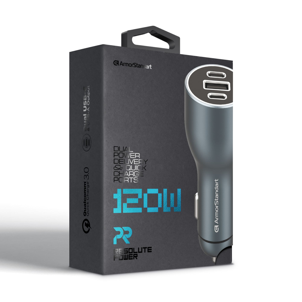 Зарядний пристрій Armorstandart Resolute Power ASPP-21 120W 2xUSB-C, 1xUSB-A (ARM70026) - зображення 2