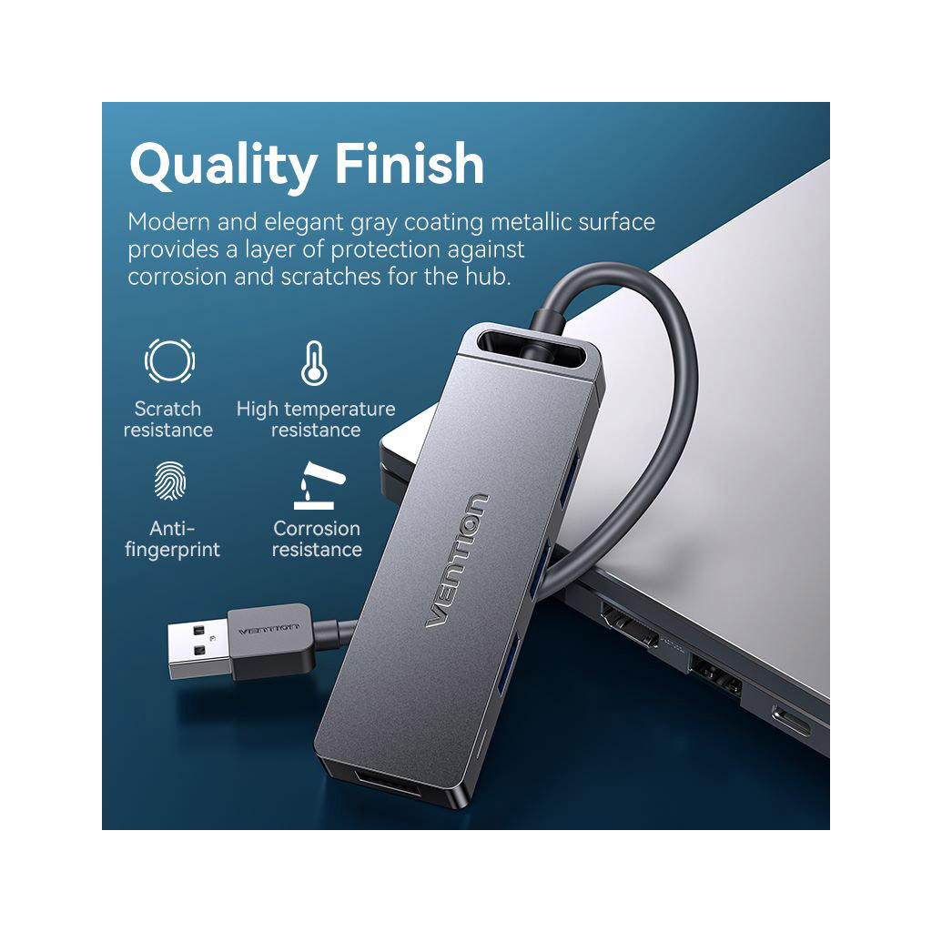 Концентратор Vention USB 3.0 to 4xUSB 3.0 Hub With Power Supply 0.15m black (CHLBB) - изображение 4