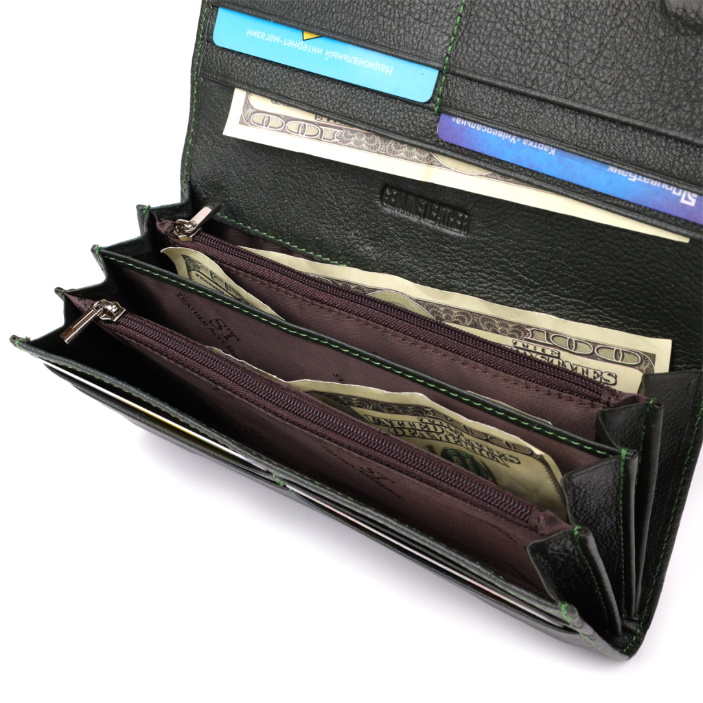 Гаманець ST Leather З натуральної шкіри Зелений (23068) - зображення 7