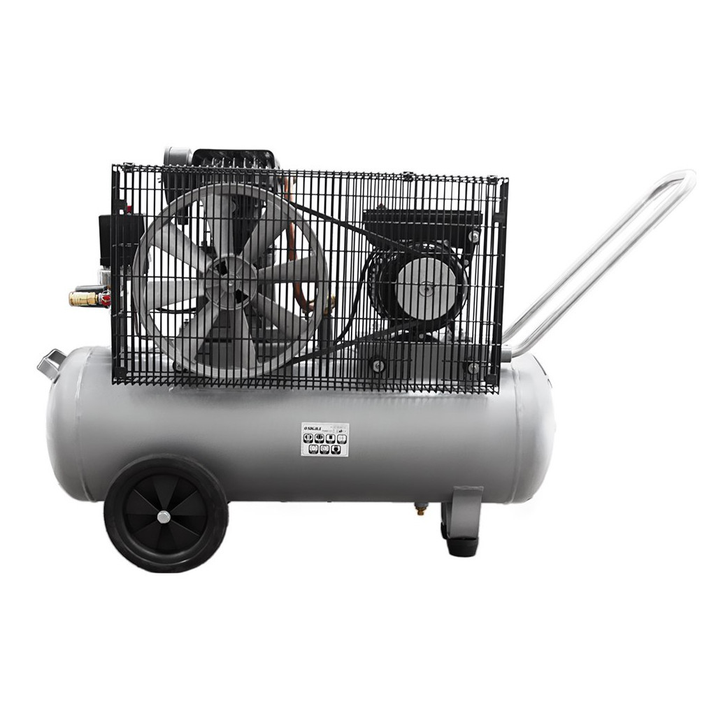 Компресор Sigma двоциліндровий ремінний 2.5кВт 335л/хв 10бар 50л (2 крана) (7044121) - зображення 3