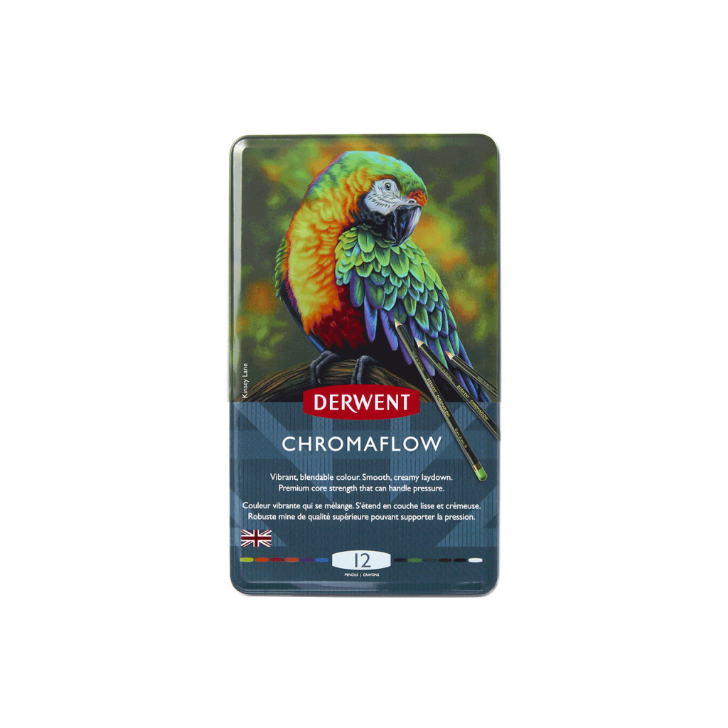 Олівці кольорові Derwent Chromaflow 12 кол. у металевому пеналі (5028252616119) - изображение 1