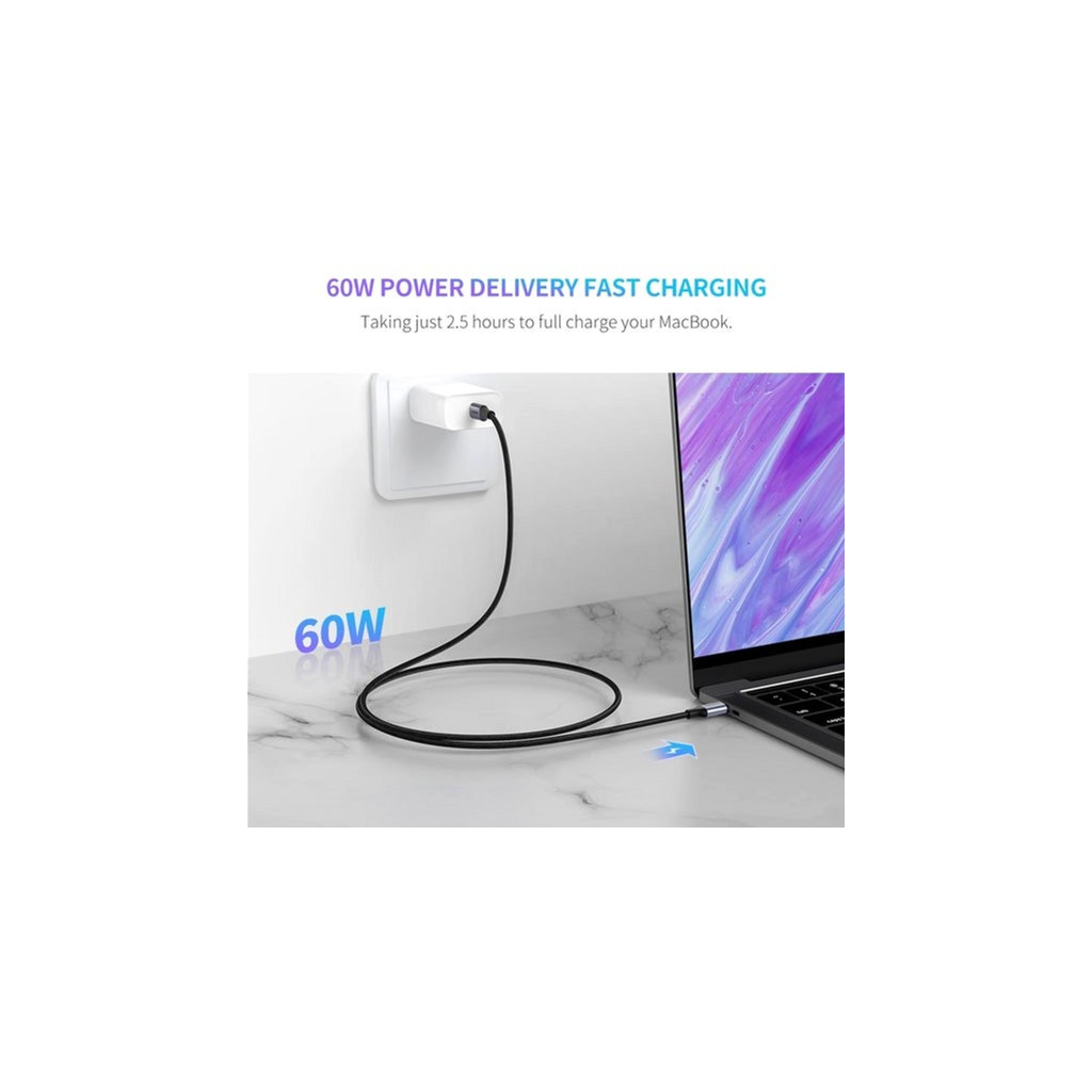 Дата кабель USB-C to USB-C 2.0m US261 18W Round Cable Nickel Plating Aluminum Shell Black Ugreen (50152) - зображення 3