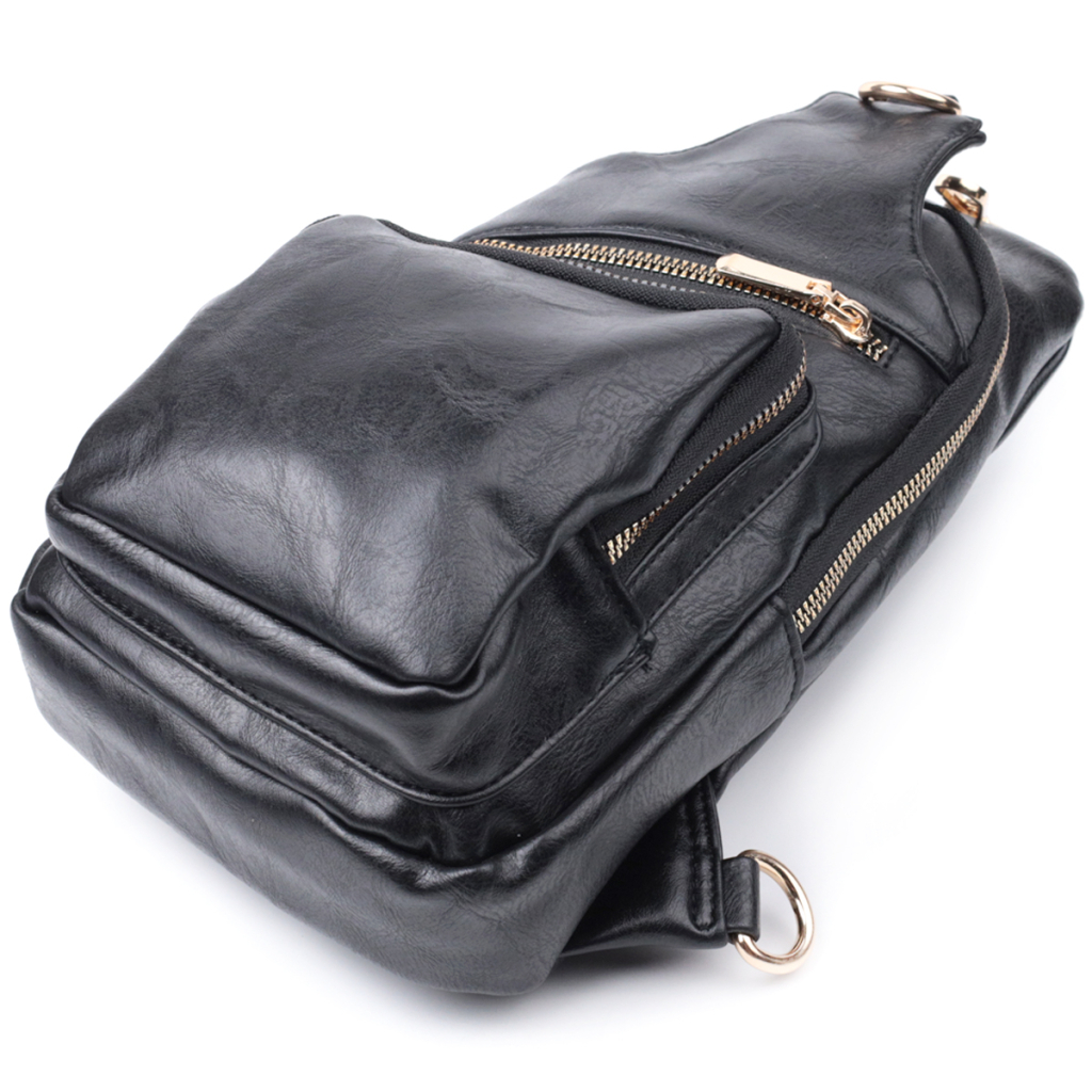 Сумка Vintage Жіноча слінг через плече з екошкіри Чорна (22754) - зображення 6