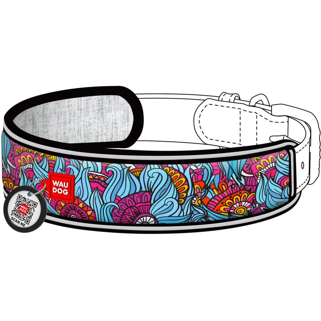 Ергономічні накладки на нашийник WAUDOG Nylon з QR-паспортом Літо S-M 15-20 мм (2402-0062) - зображення 1