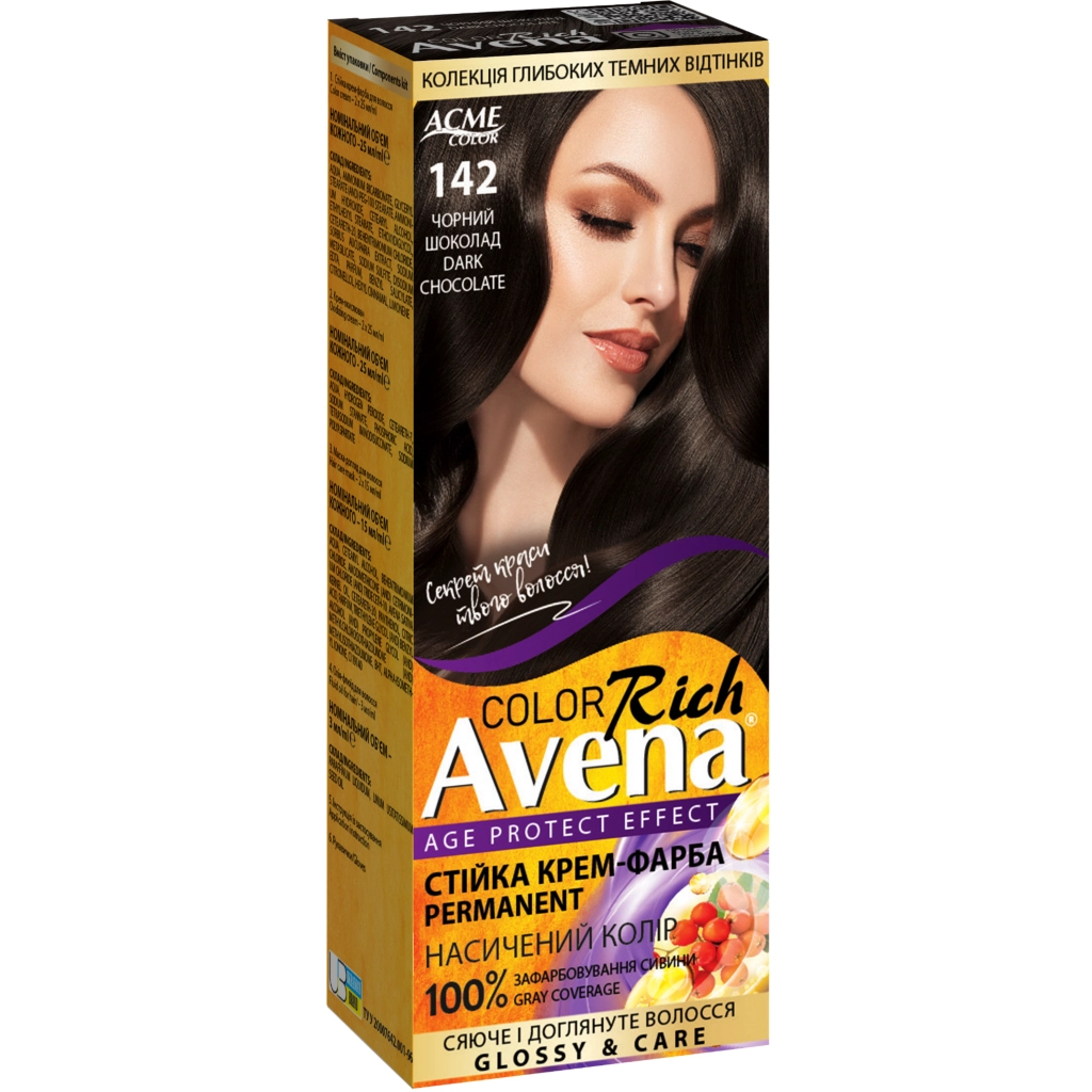 Фарба для волосся Acme Color Avena Rich Color Стійка 142 - Чорний шоколад (4823115502674) - изображение 1