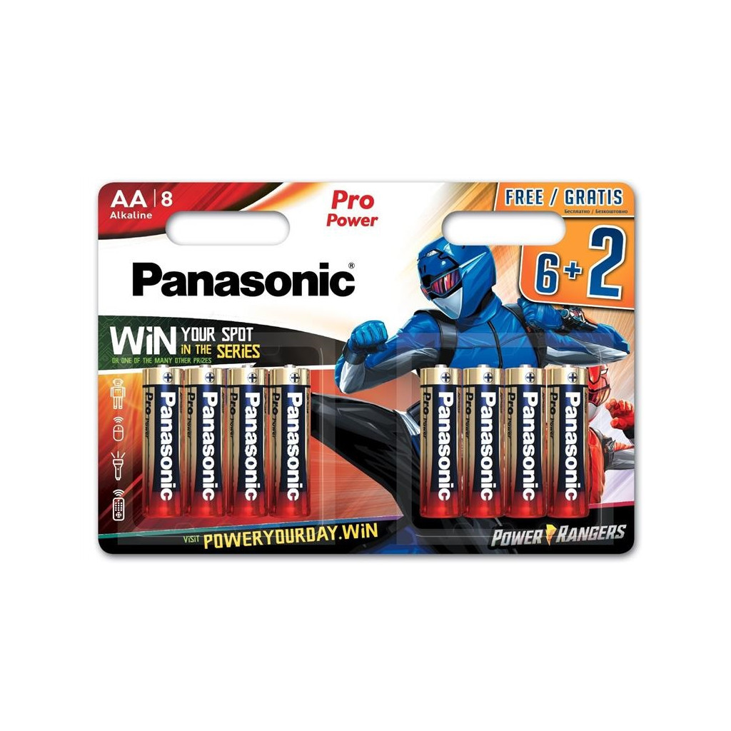 Батарейка Panasonic AA LR6 Pro Power * 8 Power Rangers (LR6XEG/8B2FPR) - зображення 1