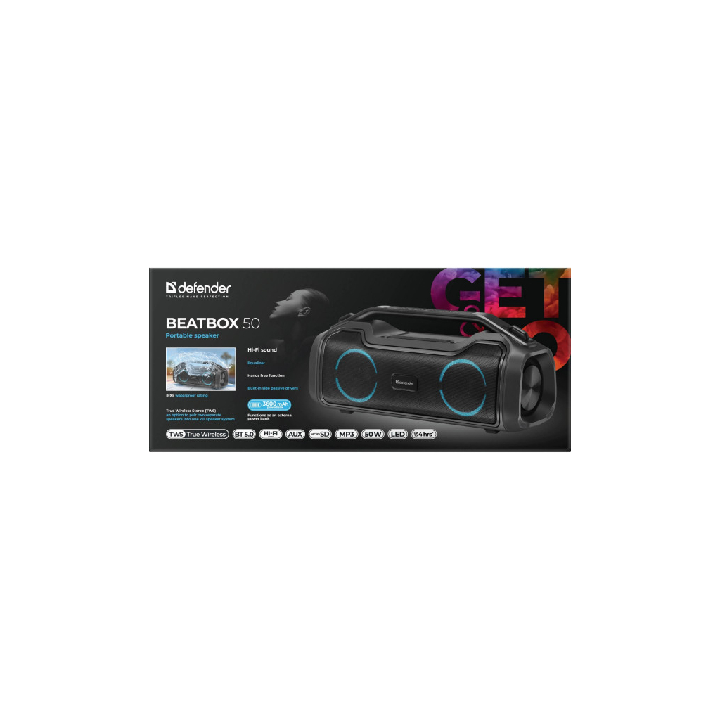 Акустична система Defender Beatbox 50 Bluetooth Black (65950) - зображення 4