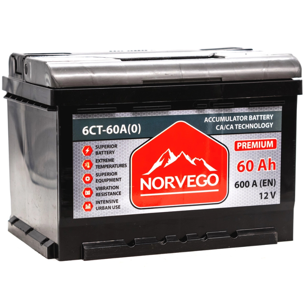 Акумулятор автомобільний NORVEGO ВЕСТА Premium 60A +прав (0) (600 пуск) - зображення 2