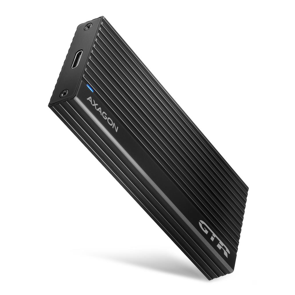 Кишеня зовнішня AXAGON USB-C 3.2 Gen 2 metal box for M.2 NVMe SSD THIN RIB (EEM2-GTR) - зображення 1