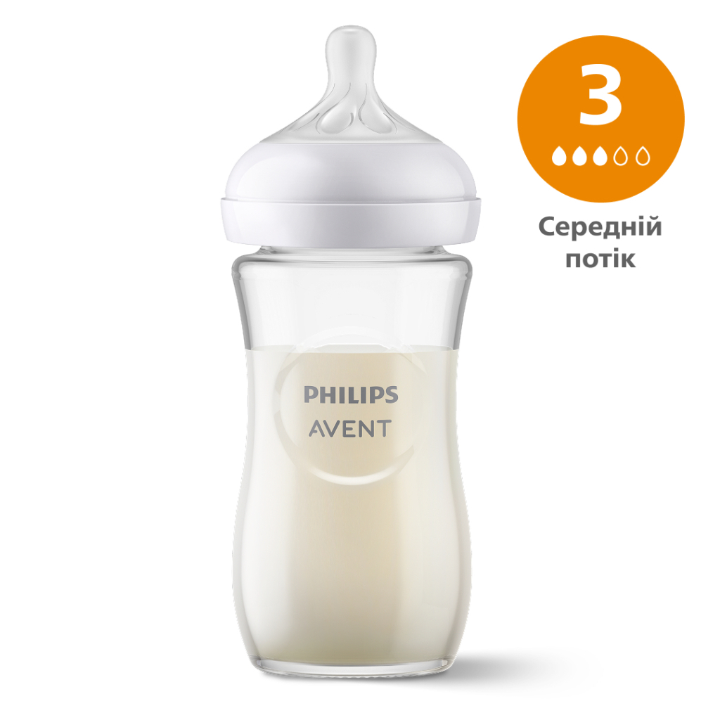 Пляшечка для годування Philips AVENT Natural Природний потік 240 мл склаяна (SCY933/01) - изображение 1