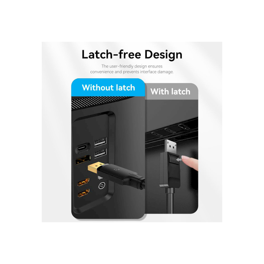 Кабель мультимедійний DisplayPort to DisplayPort 3.0m V1.2 4K 60Hz 3D Dolby 7.1 Vention (HAKBI) - зображення 9