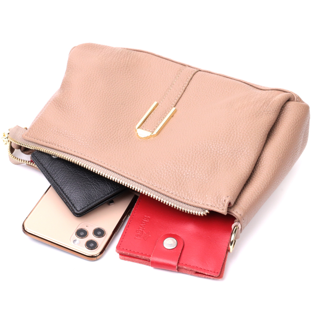 Сумка Vintage Через плече з натуральної шкіри Бежева (22289) - зображення 8