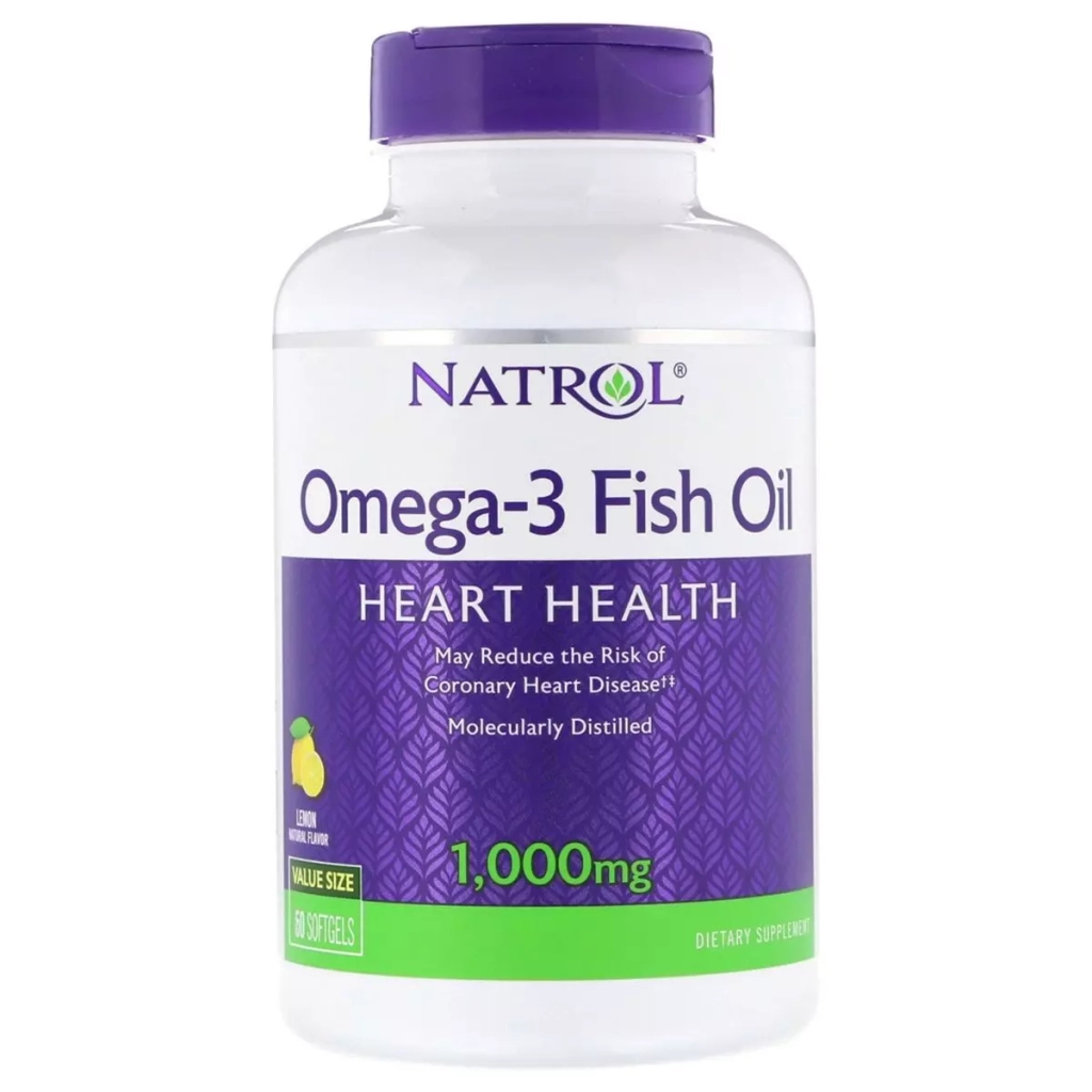 Вітамінно-мінеральний комплекс Natrol Омега-3 Риб'ячий Жир, 1000 мг, Omega-3 Fish Oil, 60 желатинових капсул (NTL00929) - зображення 1