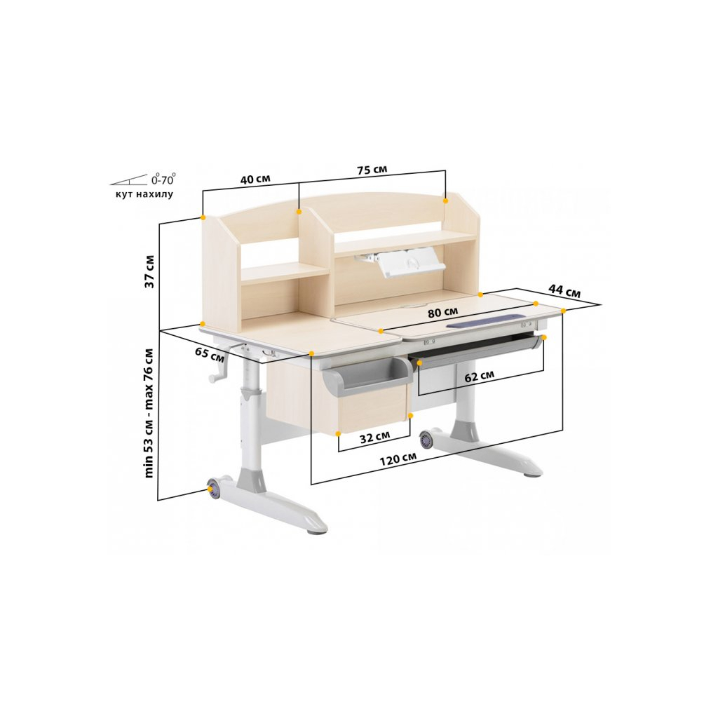 Парта ErgoKids Romana MG Multicolor (Evo-70 MG/MC) - зображення 6
