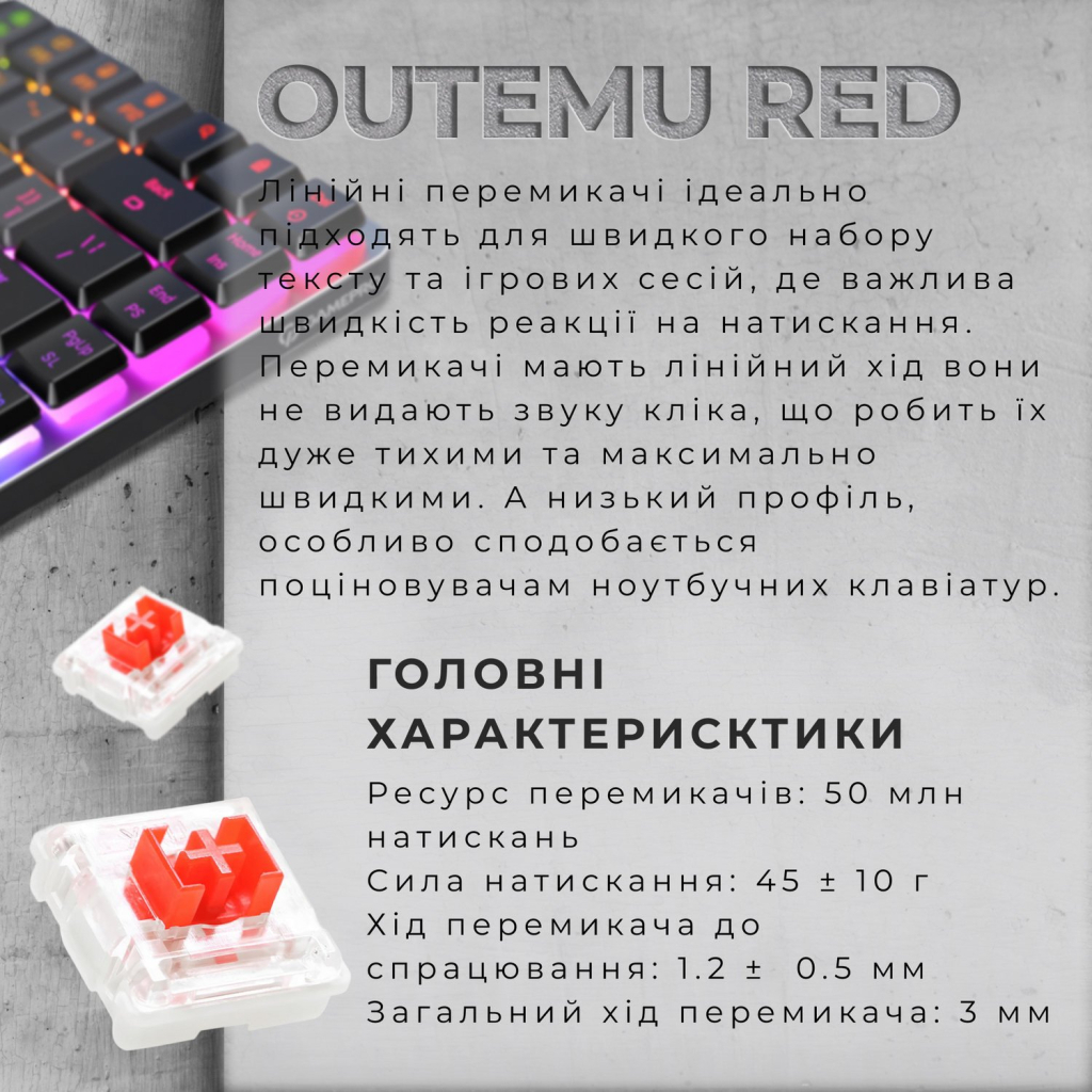 Клавіатура GamePro MK230R Red Swich Low Profile RGB Wireless/Bluetooth/USB Dark Gray (MK230R) - зображення 7