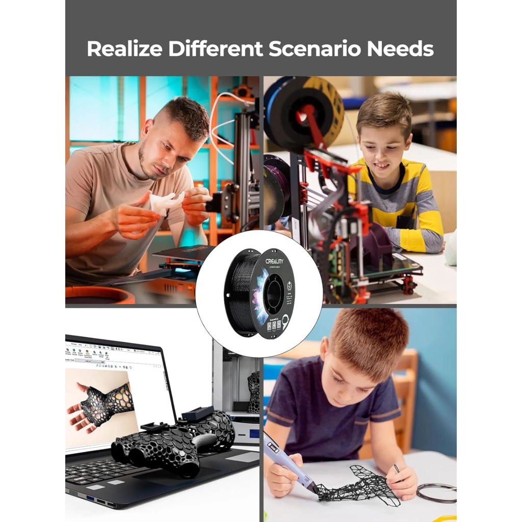 Пластик для 3D-принтера Creality PETG 1.75мм, black+gray, 2x1кг (3301030086) - зображення 5