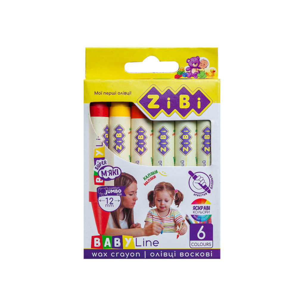 Олівці кольорові ZiBi Baby line Suoer Jumbo круглий корпус 6 шт (ZB.2484) - зображення 1