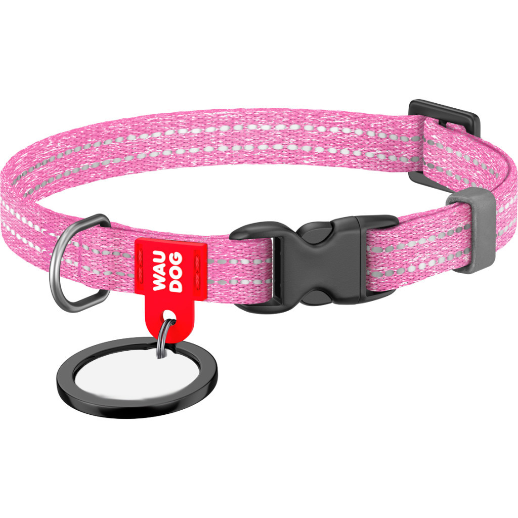 Нашийник для тварин WAUDOG Re-cotton з QR паспортом для котів та дрібних порід собак XS рожевий (16407) - зображення 1