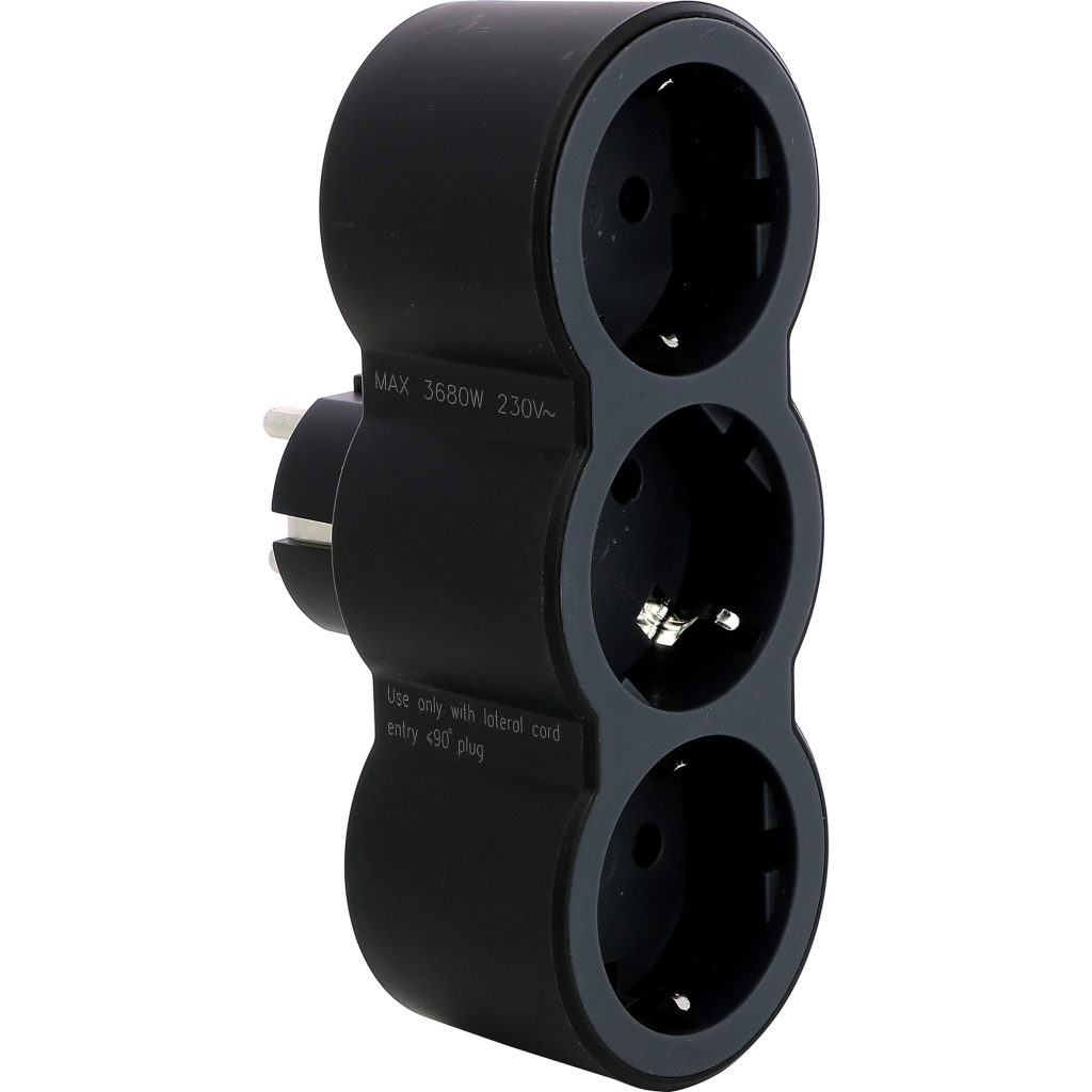Мережевий розгалужувач Legrand СТАНДАРТ 3х2К+З фронтальні розетки , колір Чорний (694519) - зображення 1